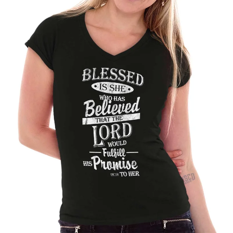 Blessed is Junior Fit V-Neck T-Shirt