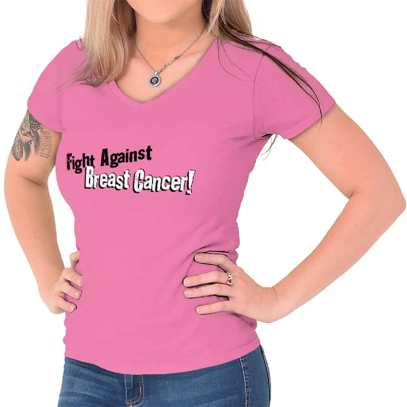 Breast Cancer Awareness Junior Fit V-Neck T Shirt