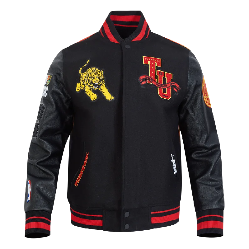 TUSKEGEE UNIVERSITY HBCU X NBA ALL STAR 2025 MEN'S SUBLIMATED SATIN JACKET (BLACK/RED/BLACK)