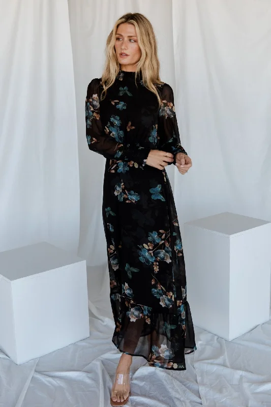 Luciana Maxi Dress | Black + Blue