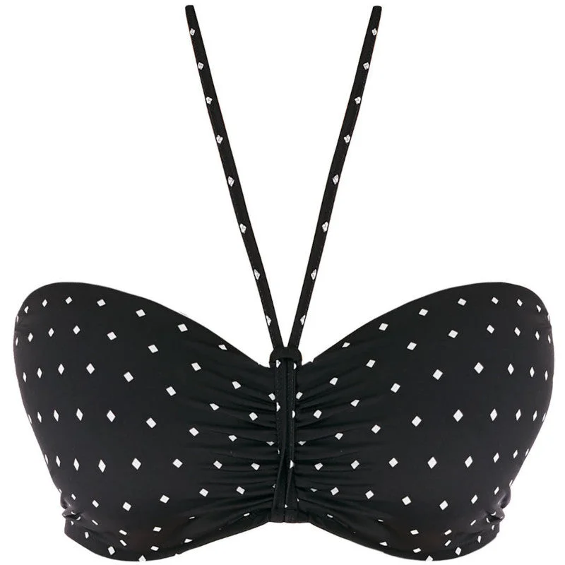 Jewel Cove Bandeau Bikini Top Black Diamond Print - Freya Swim