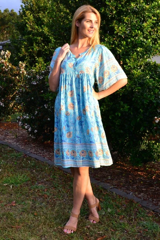 Baby Doll Bouquet Bell Sleeve Tunic Dress