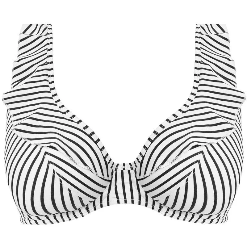 Jewel Cove High Apex Bikini Top Stripe Black - Freya Swim