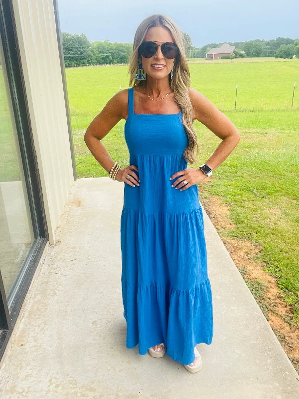 SHORT OF BLUE MIDI DRESS