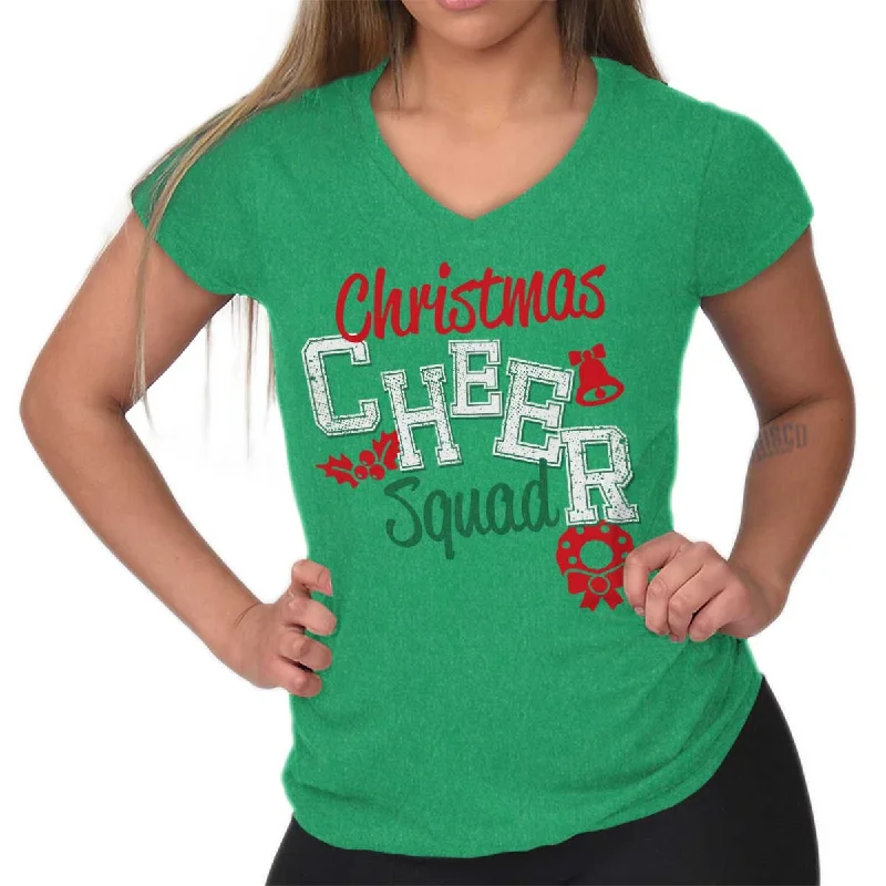 Cheer Squad Christmas Junior Fit V-Neck T-Shirt