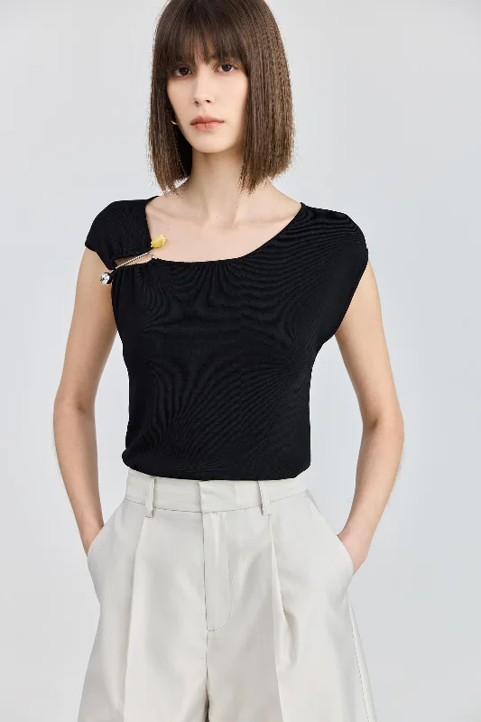 LILY Asymmetrical Hollow Knitted Sweater