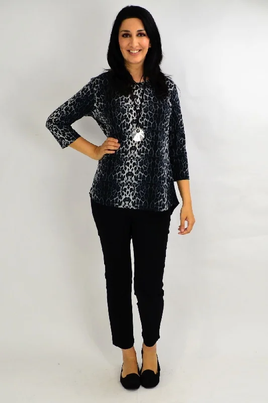 Hi Low Hem Grey Cheetah Tunic Top