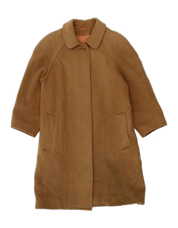 AQUASCUTUM Womens Overcoat UK 14 Large Brown Camelhair