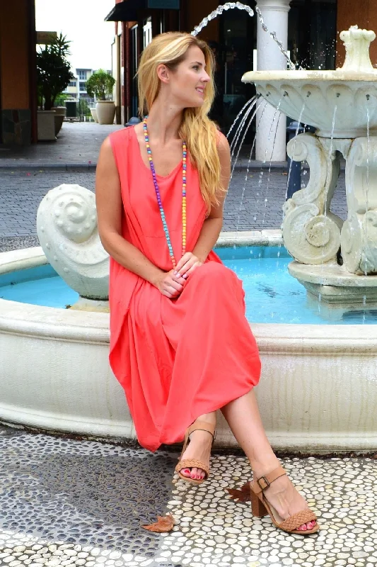 Tangerine Sleeveless Tunic Cocoon Dress