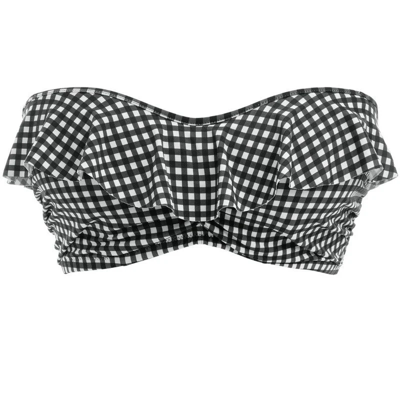 Check In Bandeau Bikini Top Black White - Freya Swim