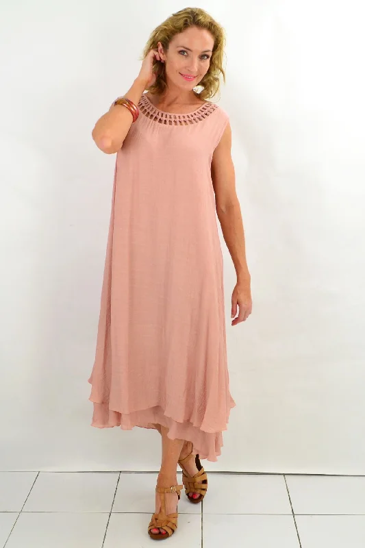 Blush Grecian Sleeveless Tunic Dress