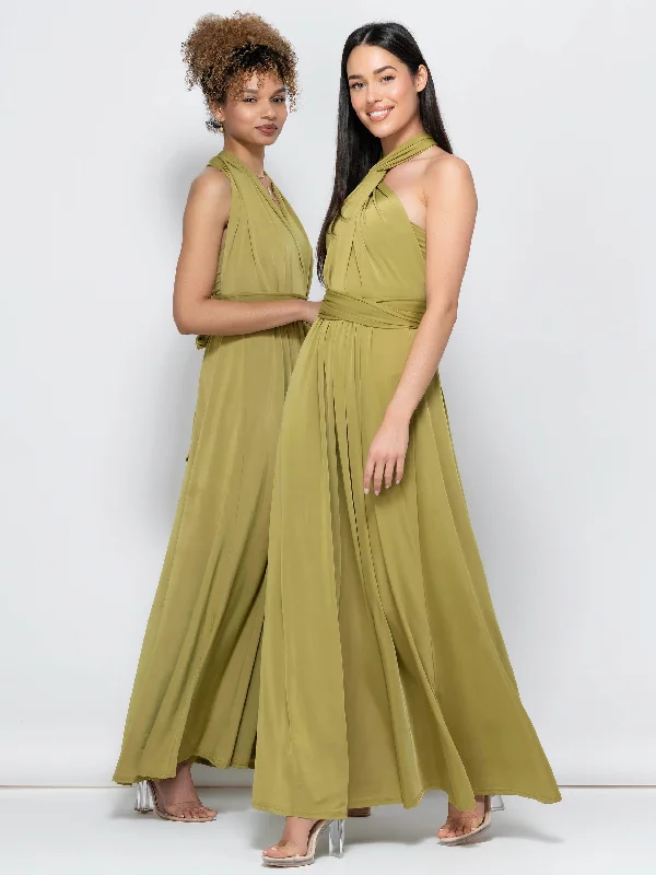 Twist & Tie Multiway Bridesmaid Maxi Dress with Bandeau, Olive Green