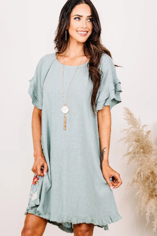 Take A Second Dusty Mint Floral Dress