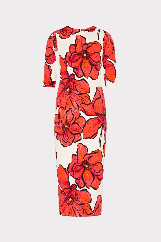 Windflower Jersey Midi Dress