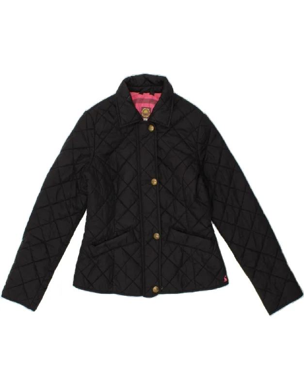 JOULES Womens Quilted Jacket UK 10 Small Black Polyamide