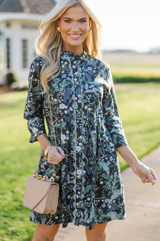 Always The One Navy Blue Floral Shift Dress