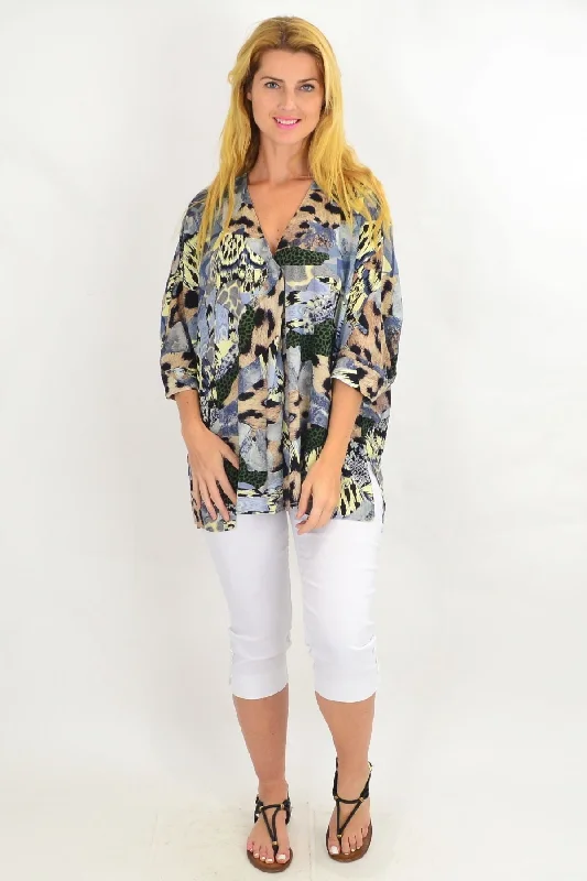 Blue African Safari Tunic Top