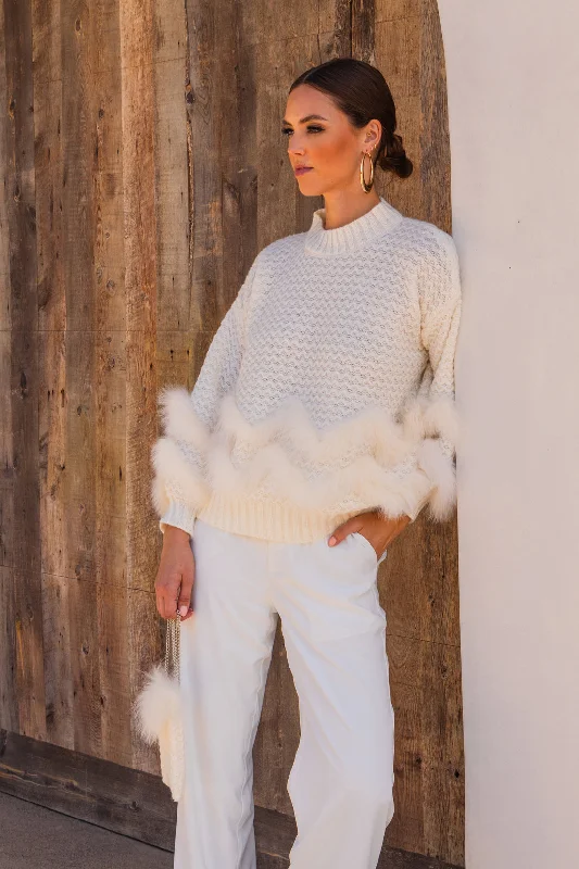 The Regal Union Knit Sweater with Matching Bag Set in Cream