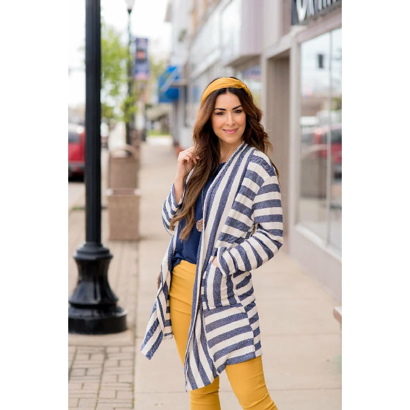 Striped Terry Tunic Cardigan