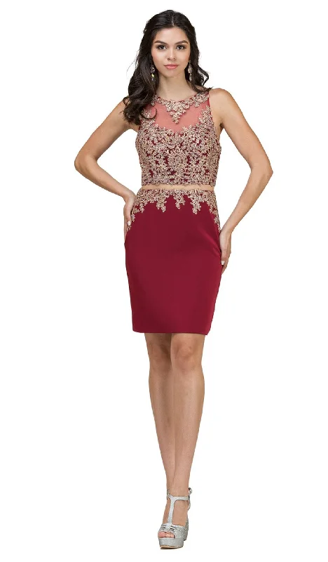 Dancing Queen - 2000 Mock Two-Piece Illusion Lace Cocktail Dress