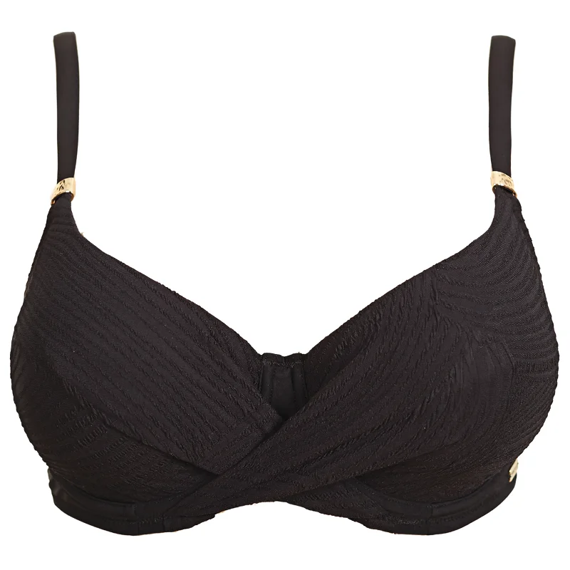 Ottawa Wrap Front Full Cup Bikini Top Black - Fantasie Swim