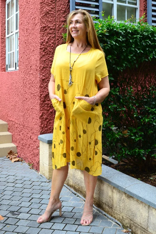 Dotty Yellow Pocket Dress Tunic