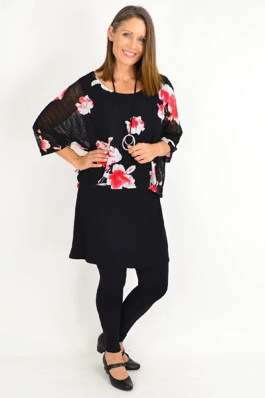 Frans Floral Overlay Tunic Top