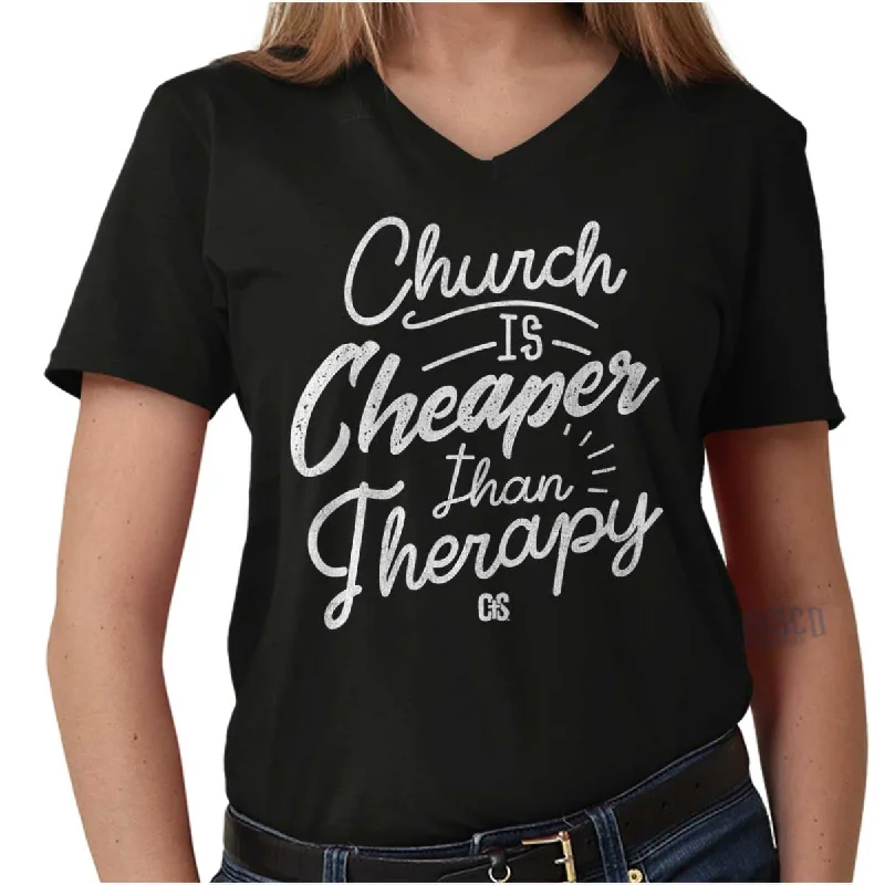 Church Therapy V-Neck T Shirt