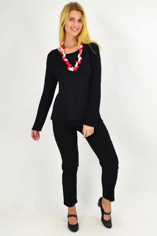 Black Button Up Long Sleeve Basic Top