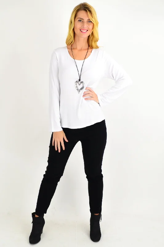 White Button Up Long Sleeve Basic Top