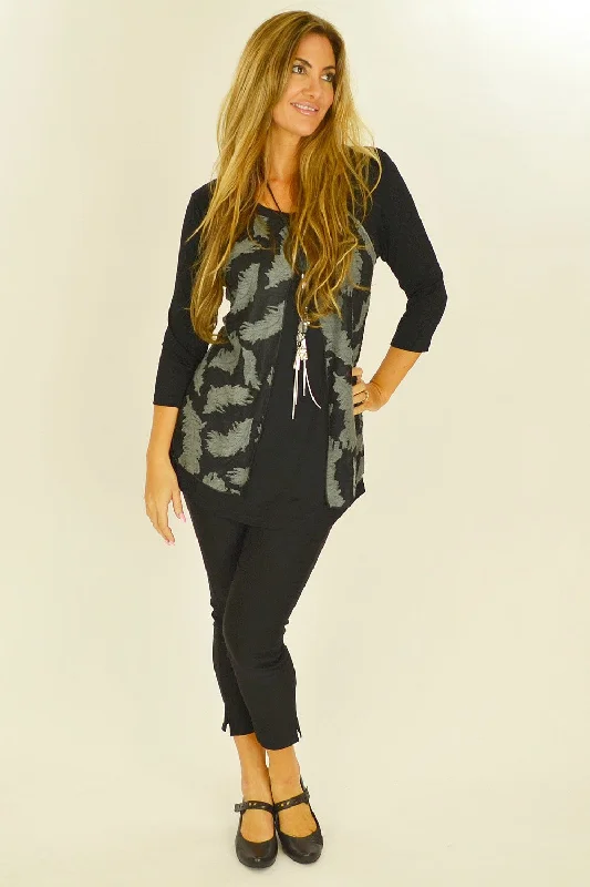 Black Heather Feathers Tunic