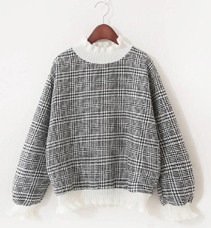 Cute plaid long sleeve top T-shirt  071