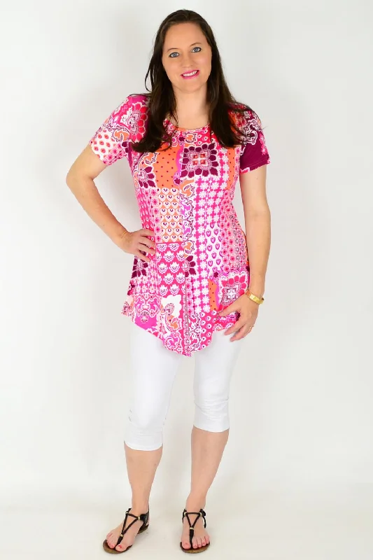 Pink Mosaic Tunic Top