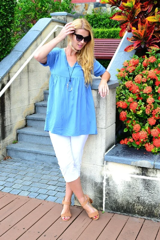 Wedge Wood Blue Beach Day Tunic Top