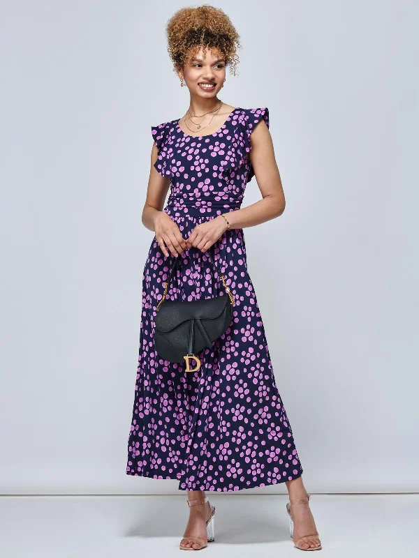 Jolie Moi Adalena Frill Shoulder Maxi Dress, Spot Multi