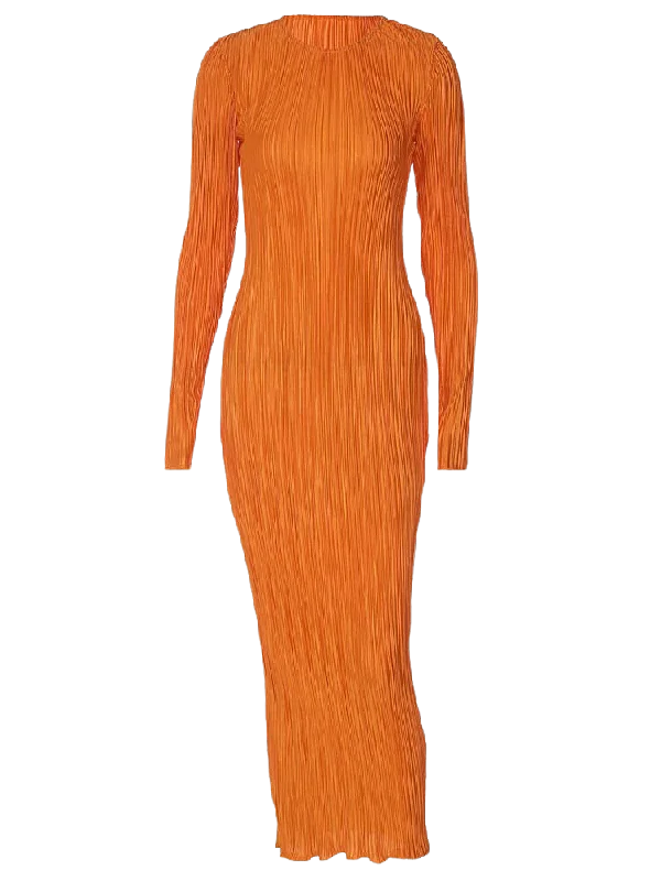 A&A Crimped Plissé Maxi Dress