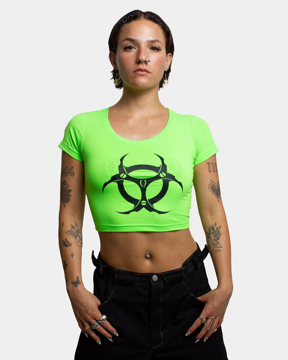 HAZARD CROP T-SHIRT UV GREEN