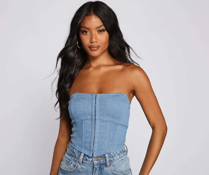 Trendy Glow Up Denim Corset